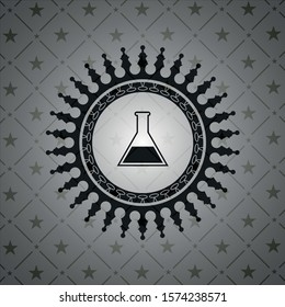 test tube icon inside realistic dark emblem