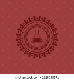 test tube icon inside red emblem. Vintage.