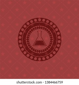 test tube icon inside red icon or emblem