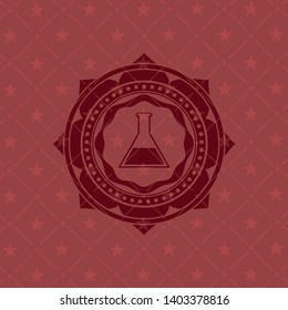 test tube icon inside red emblem. Retro
