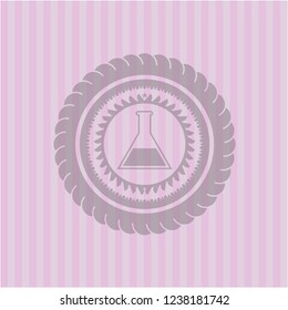 test tube icon inside retro style pink emblem