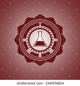 test tube icon inside retro style red emblem