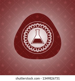 test tube icon inside retro style red emblem