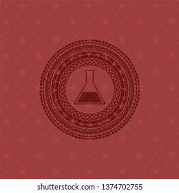 test tube icon inside retro style red emblem
