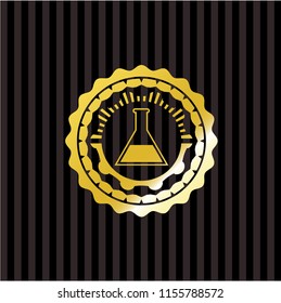 test tube icon inside shiny badge