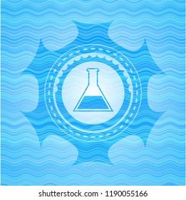 test tube icon inside water wavec oncept emblem.