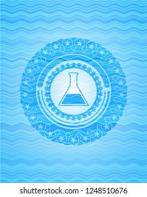 test tube icon inside water representation badge background.