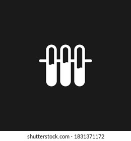 Test tube icon isolated on black background. Flask symbol modern, simple, vector, icon for website design, mobile app, ui. Vector Illustration