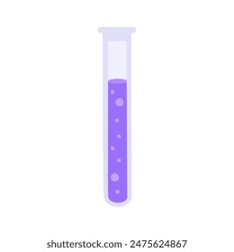 Test tube icon with a lilac solution. Chemical laboratory test tube with liquid