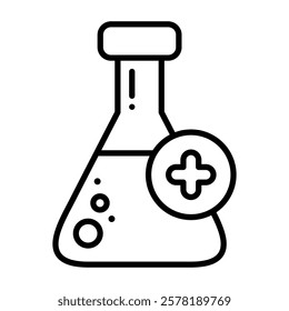 Test tube icon in line style with editable stroke. Lab glass icon in line style with editable stroke. Research icon in line style with editable stroke.