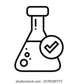 Test tube icon in line style with editable stroke. Lab glass icon in line style with editable stroke. Research icon in line style with editable stroke.