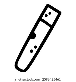 Test tube icon in line style. Test tube icon in hand drawn style