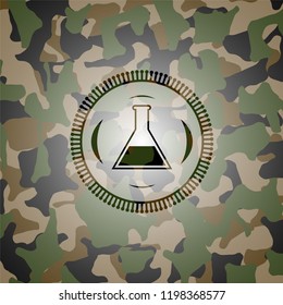 test tube icon on camouflage pattern