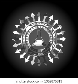 test tube icon on grey camo pattern