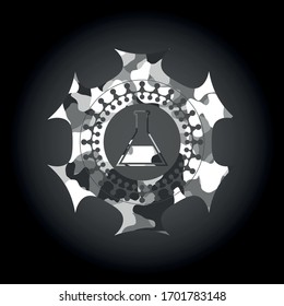 test tube icon on grey camo texture