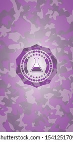 test tube icon on pink and purple camo pattern