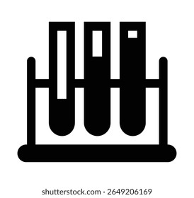 Ícone de tubo de teste, sobre fundo transparente, design de linha plana, ilustração vetorial