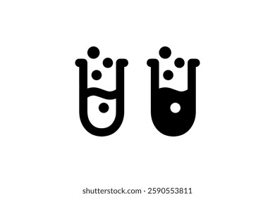 Test tube icon in outline and solid Vector