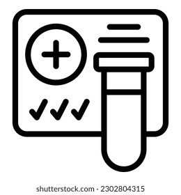 Test tube icon outline vector. Passport health. Covid qr