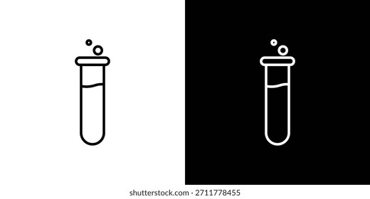 Esquema del icono del tubo de ensayo. Vector aislado pictograma para el Web
