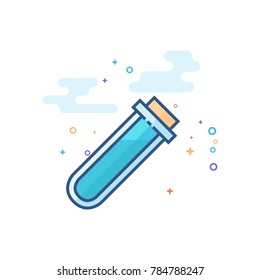 Test tube icon in outlined flat color style. Vector illustration.