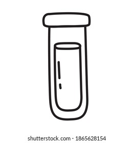 icono del tubo de ensayo sobre fondo blanco, estilo del doodle de línea, ilustración del vector