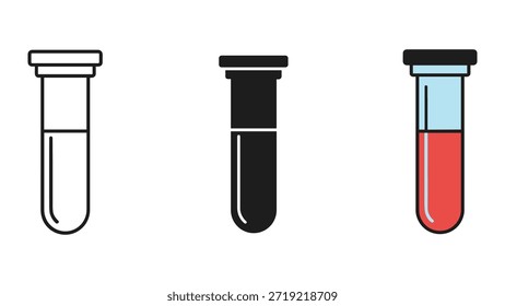 Test tube icon set with different liquid