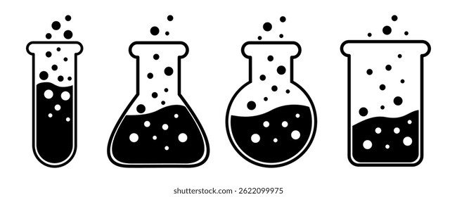 Test tube icon set. Laboratory beaker icon. Vector illustration design
