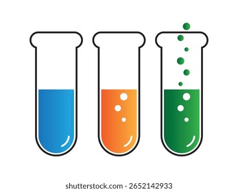 Conjunto de ícones do tubo de ensaio. Elementos de laboratório e projeto médico 05.