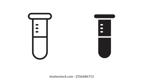 Test tube icon set in Thin line black color.