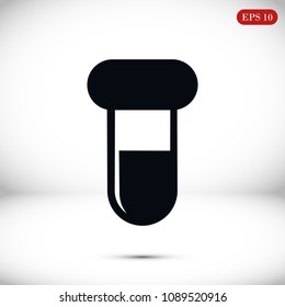 test tube icon, stock vector illustration flat design style