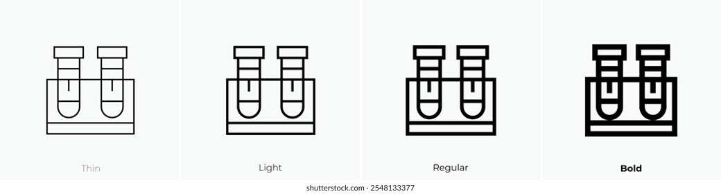 test tube icon. Thin, Light Regular And Bold style design isolated on white background