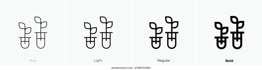 test tube icon. Thin, Light Regular And Bold style design isolated on white background