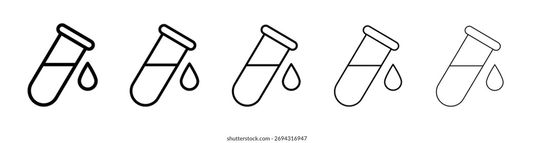 Ícone do tubo de ensaio. Coleção de ícones de linha fina para interface do usuário da Web.
