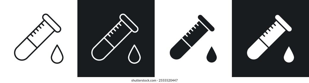 Test tube icon vector collection in black and white.