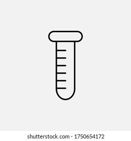 Icono de tubo de ensayo, diseño vectorial, estilo de línea, aislado en fondo gris