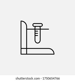 Test tube icon, vector design, line style, isolated in a gray background