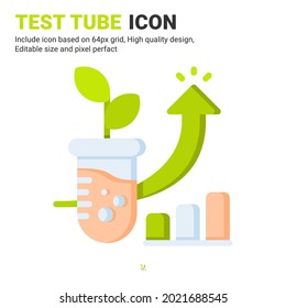 Test Tube Icon Vector With Flat Color Style Isolated On White Background. Vector Illustration Laboratory Sign Symbol Icon Concept For Digital Farming, Logo, Business, Agriculture, Apps And Project