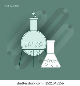 Test tube icon vector illustration on white color background. Concept of line icon with green theme