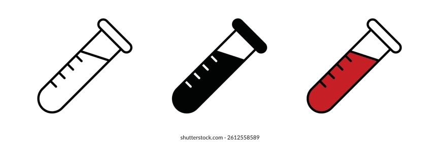 Test tube icon, vector illustration, suitable for web, mobile apps, logo and icon, stroke, black fill, color fill with stroke isolated on white background
