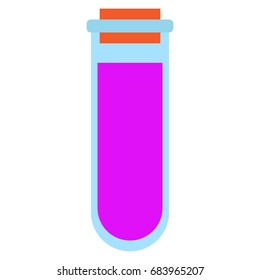 Test tube icon, vector illustration flat style design isolated on white. Colorful graphics