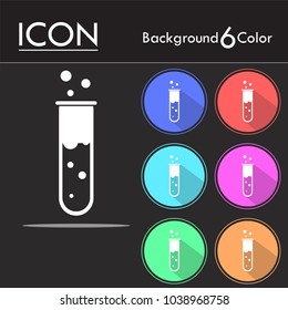 test tube icon vector isolated on six color background.