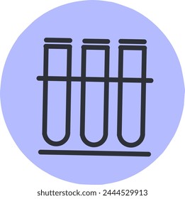 test tube icon vector isolated purple background
