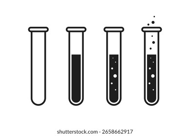 Icono de tubo de ensayo Vector. Símbolo de Vector de probeta de laboratorio. Símbolo de vidrio de laboratorio. Símbolos de laboratorio de microbiología médica. Ilustración vectorial