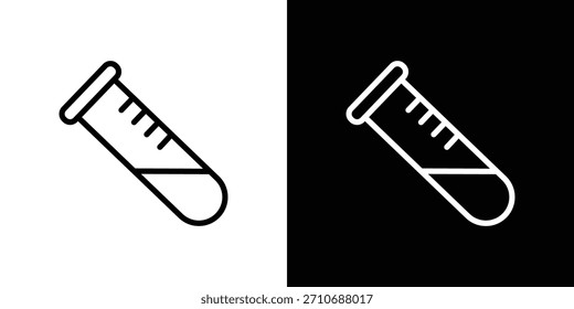 Test tube icon. Vector linear icon isolated in black and white