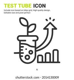 Test tube icon vector with outline style isolated on white background. Vector illustration laboratory sign symbol icon concept for digital farming, logo, business, agriculture, apps and all project