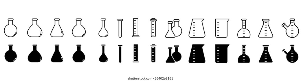 Test tube icon vector set. Flask illustration sign collection. Analysis symbol. Laboratory Logo. Collection of Chemistry web icons.