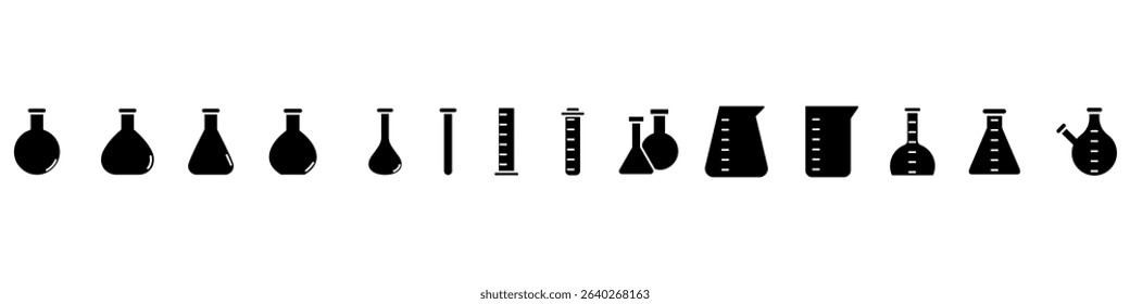 Test tube icon vector set. Flask illustration sign collection. Analysis symbol. Laboratory Logo. Collection of Chemistry web icons.
