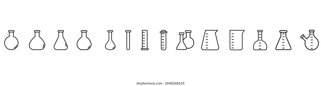 Test tube icon vector set. Flask illustration sign collection. Analysis symbol. Laboratory Logo. Collection of Chemistry web icons.