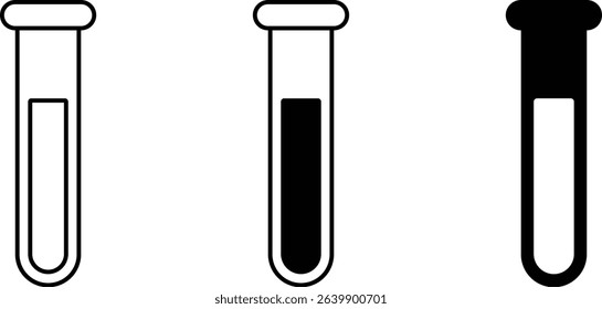 Test tube icons collection lined and colored style. Vector illustration
